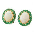 * DEEP ROOTS 14KT GOLD DIAMOND & EMERALD AUSTRALIAN OPAL EARRINGS