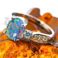Genuine Australian Opal Ring 925 Sterling Silver-Miner Direct Authority
