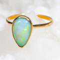 * TEARDROP FROM HEAVEN 14KT YELLOW GOLD AUSTRALIAN OPAL RING