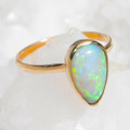 TEARDROP FROM HEAVEN 14KT YELLOW GOLD AUSTRALIAN OPAL RING