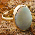 ELECTRIC PINFIRE 14KT YELLOW GOLD AUSTRALIAN OPAL RING