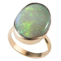 ELECTRIC PINFIRE 14KT YELLOW GOLD AUSTRALIAN OPAL RING