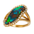 JEWEL EMPIRE 14KT YELLOW GOLD & DIAMOND AUSTRALIAN OPAL RING JEWEL EMPIRE 14KT YELLOW GOLD & DIAMOND AUSTRALIAN OPAL RING
