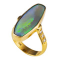 MINE LIGHT 14KT YELLOW GOLD & DIAMOND AUSTRALIAN OPAL RING