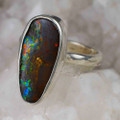 * 1 BRILLIANT EARTH STERLING SILVER AUSTRALIAN SOLID OPAL RING