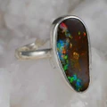 * 1 BRILLIANT EARTH STERLING SILVER AUSTRALIAN SOLID OPAL RING