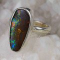 * 1 BRILLIANT EARTH STERLING SILVER AUSTRALIAN SOLID OPAL RING
