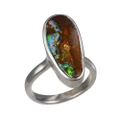 * 1 BRILLIANT EARTH STERLING SILVER AUSTRALIAN SOLID OPAL RING