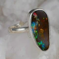 * 1 BRILLIANT EARTH STERLING SILVER AUSTRALIAN SOLID OPAL RING