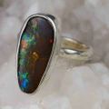 * 1 BRILLIANT EARTH STERLING SILVER AUSTRALIAN SOLID OPAL RING