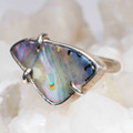 MY REGAL GEM STERLING SILVER AUSTRALIAN SOLID OPAL RING