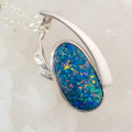* CRYSTAL 14KT WHITE GOLD & DIAMOND AUSTRALIAN OPAL NECKLACE