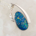 * CRYSTAL 14KT WHITE GOLD & DIAMOND AUSTRALIAN OPAL NECKLACE