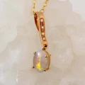 * 1 NARADA FALLS 14KT ROSE GOLD & DIAMOND AUSTRALIAN SOLID WHITE OPAL NECKLACE