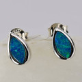 SAINT DOMINIQUE STERLING SILVER AUSTRALIAN OPAL STUD EARRINGS