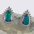 A SUNRISE STORY STERLING SILVER AUSTRALIAN OPAL STUD EARRINGS