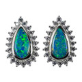A SUNRISE STORY STERLING SILVER AUSTRALIAN OPAL STUD EARRINGS