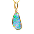 LOVE PAINTING 14KT YELLOW GOLD & DIAMOND AUSTRALIAN OPAL NECKLACE LOVE PAINTING 14KT YELLOW GOLD & DIAMOND AUSTRALIAN OPAL NECKLACE