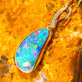 LOVE PAINTING 14KT YELLOW GOLD & DIAMOND AUSTRALIAN OPAL NECKLACE LOVE PAINTING 14KT YELLOW GOLD & DIAMOND AUSTRALIAN OPAL NECKLACE