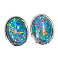 A BREEZY RIDE SILVER  OPAL STUD EARRINGS