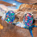 A BLISSFUL JOURNEY STERLING SILVER AUSTRALIAN OPAL STUD EARRINGS