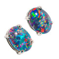 A BLISSFUL JOURNEY STERLING SILVER AUSTRALIAN OPAL STUD EARRINGS