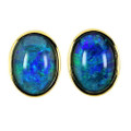 * A BLUE IVY GOLD PLATED AUSTRALIAN OPAL STUD EARRINGS