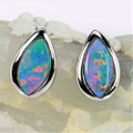 * A FRUITY PEBBLES STERLING SILVER AUSTRALIAN OPAL STUD EARRINGS