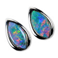 * A FRUITY PEBBLES STERLING SILVER AUSTRALIAN OPAL STUD EARRINGS