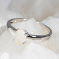 MILKY GLITTER STERLING SILVER AUSTRALIAN WHITE OPAL RING