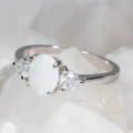 LUSTROUS SNOW STERLING SILVER AUSTRALIAN WHITE OPAL RING