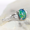 * 1 A UNIVERSE BLOOM STERLING SILVER AUSTRALIAN OPAL RING