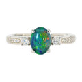 * 1 A UNIVERSE BLOOM STERLING SILVER AUSTRALIAN OPAL RING