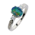 * 1 A UNIVERSE BLOOM STERLING SILVER AUSTRALIAN OPAL RING