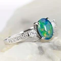 * 1 A UNIVERSE BLOOM STERLING SILVER AUSTRALIAN OPAL RING