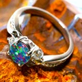 * 1 DIGI GLITZ STERLING SILVER AUSTRALIAN OPAL RING