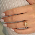 RIPTIDE 14KT ROSE GOLD PLATED AUSTRALIAN WHITE OPAL RING