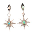 *1 STARRY EYES 14KT WHITE GOLD & DIAMOND AUSTRALIAN WHITE OPAL DROP EARRINGS