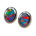 * 1 SHINE ON 14KT WHITE GOLD AUSTRALIAN OPAL STUD EARRINGS