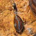 OVAL FLOW 14KT YELLOW GOLD & DIAMOND AUSTRALIAN BOULDER OPAL NECKLACE