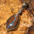 OVAL FLOW 14KT YELLOW GOLD & DIAMOND AUSTRALIAN BOULDER OPAL NECKLACE