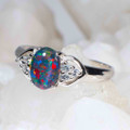 POP STERLING SILVER AUSTRALIAN BLACK OPAL RING