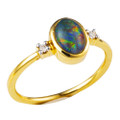 * BE YOUR LOVER 14KT YELLOW GOLD & DIAMOND AUSTRALIAN OPAL RING