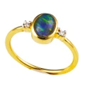* BE YOUR LOVER 14KT YELLOW GOLD & DIAMOND AUSTRALIAN OPAL RING