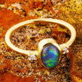 * BE YOUR LOVER 14KT YELLOW GOLD & DIAMOND AUSTRALIAN OPAL RING