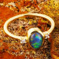 * BE YOUR LOVER 14KT YELLOW GOLD & DIAMOND AUSTRALIAN OPAL RING