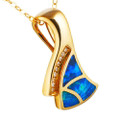 * GOLDEN SAIL 14KT YELLOW GOLD & DIAMOND AUSTRALIAN OPAL NECKLACE