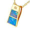 * A COLOR PRISM 14KT YELLOW GOLD & DIAMOND AUSTRALIAN OPAL NECKLACE