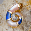 *1 A SEASHELL BLUE 14KT YELLOW GOLD & DIAMOND AUSTRALIAN OPAL NECKLACE