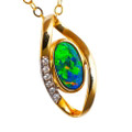 * HYPNOTIZING TWIST 14KT YELLOW GOLD & DIAMOND AUSTRALIAN OPAL NECKLACE